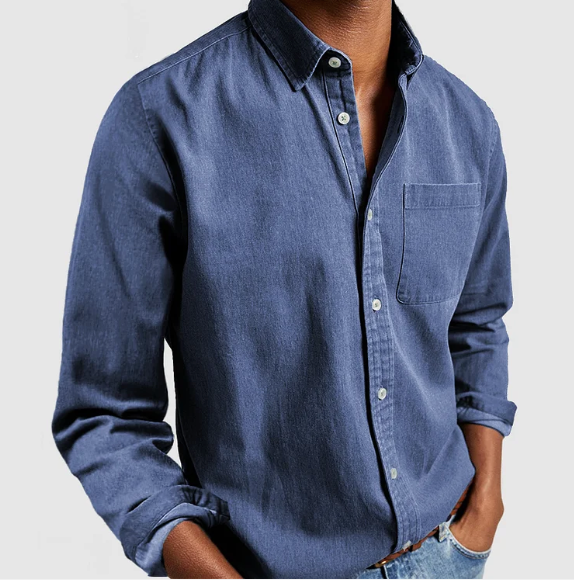 MEN'S COTTON BUTTON-DOWN LONG SLEEVE SHIRT