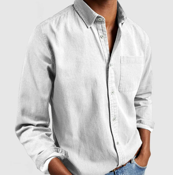 MEN'S COTTON BUTTON-DOWN LONG SLEEVE SHIRT