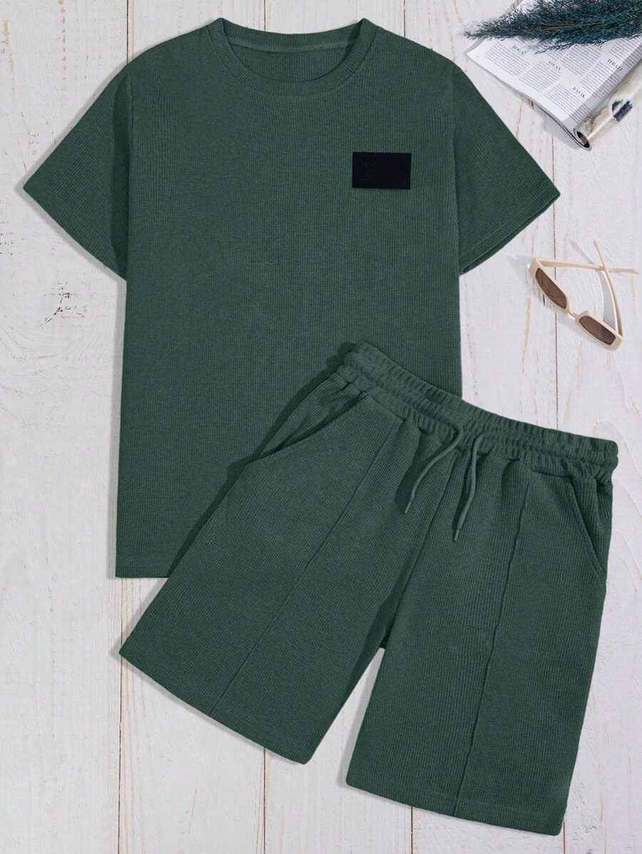 Casual Cotton Waffle Knit Summer Set for Men