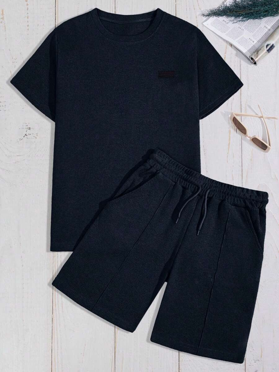 Casual Cotton Waffle Knit Summer Set for Men