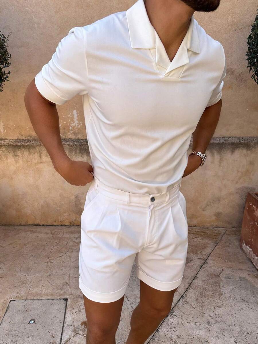 Old Money White Polo Shirt and Shorts Set for Summer