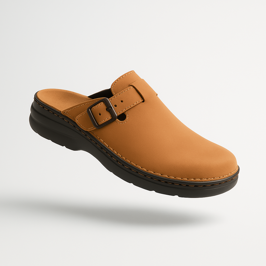 Women's Orthopaedic Leather Slippers With Buckle Strap