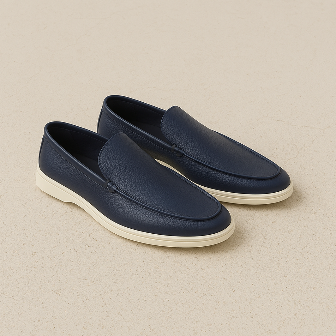 Classic Leather Penny Loafers for Men – Comfortable Black Slip-On Shoes with Rubber Sole