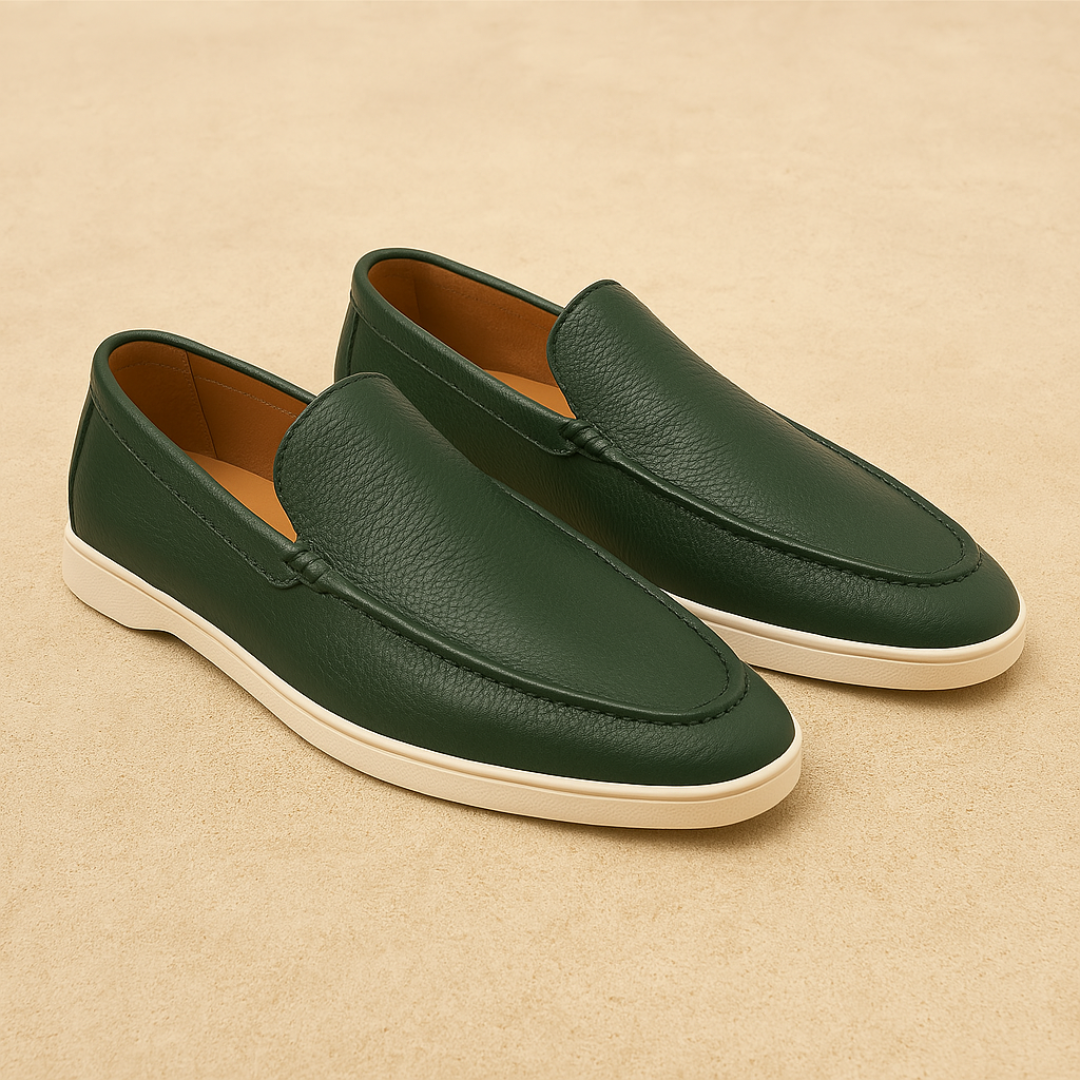 Classic Leather Penny Loafers for Men – Comfortable Black Slip-On Shoes with Rubber Sole