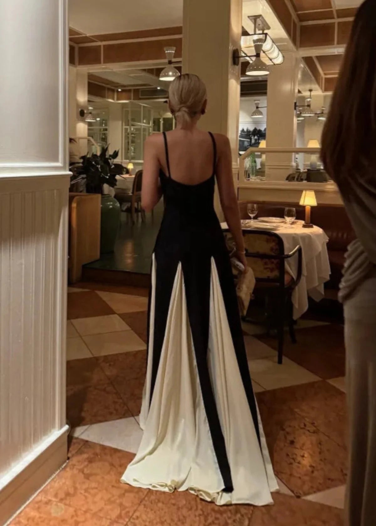 Women's Colour Block Strapless Maxi Evening Dress