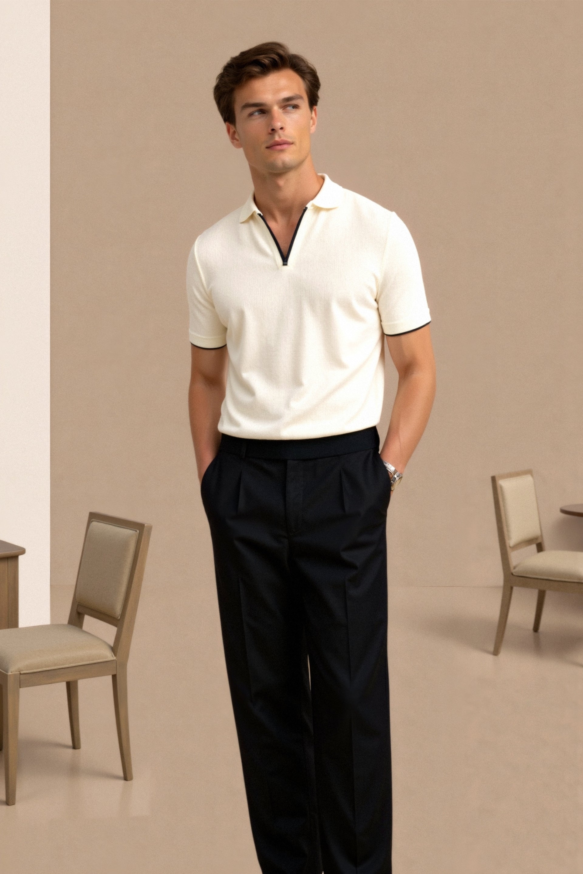 Casual Color Block Slim Fit Polo Shirt for Men