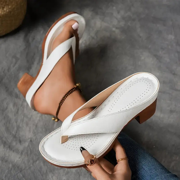Women's Block Heel Flip-flop Sandals With Mid-heel