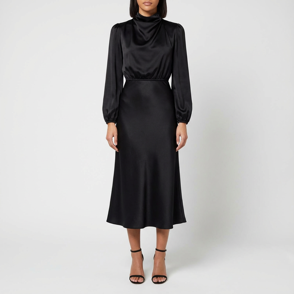 Denise | Women's Long Sleeve A-Line Midi Dress