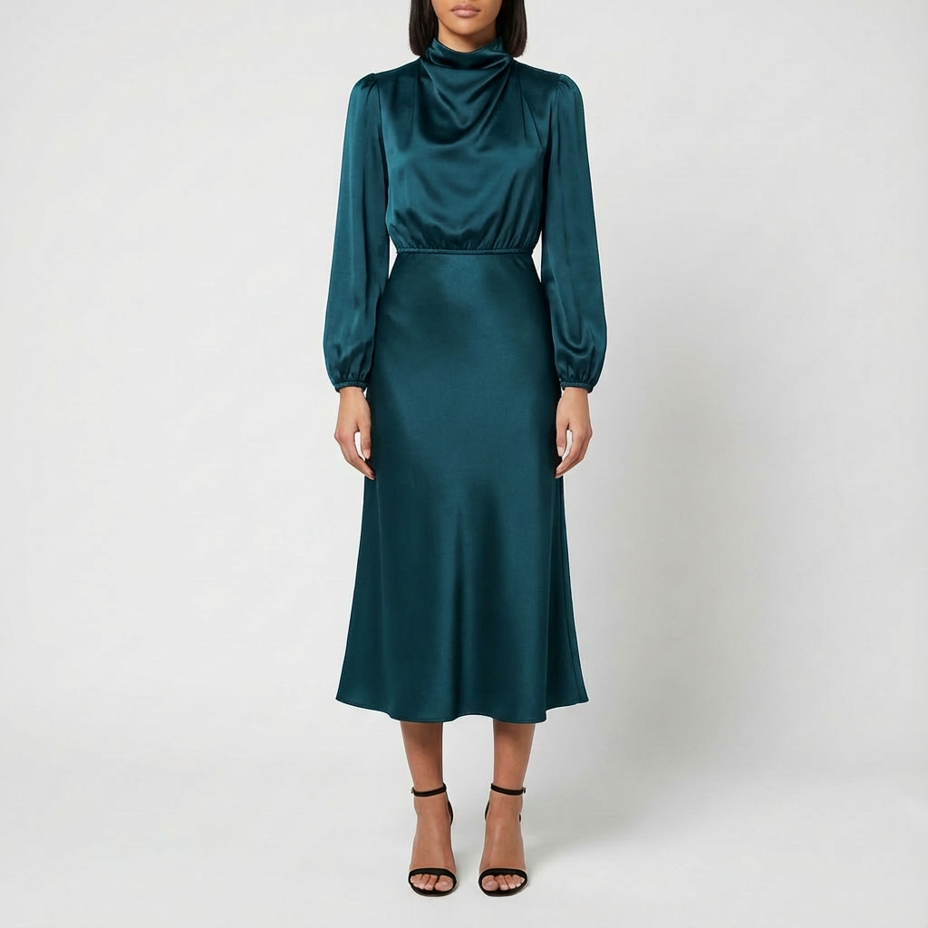 Denise | Women's Long Sleeve A-Line Midi Dress