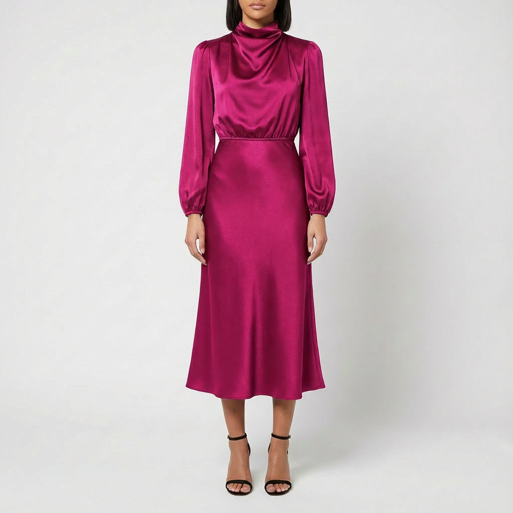 Denise | Women's Long Sleeve A-Line Midi Dress