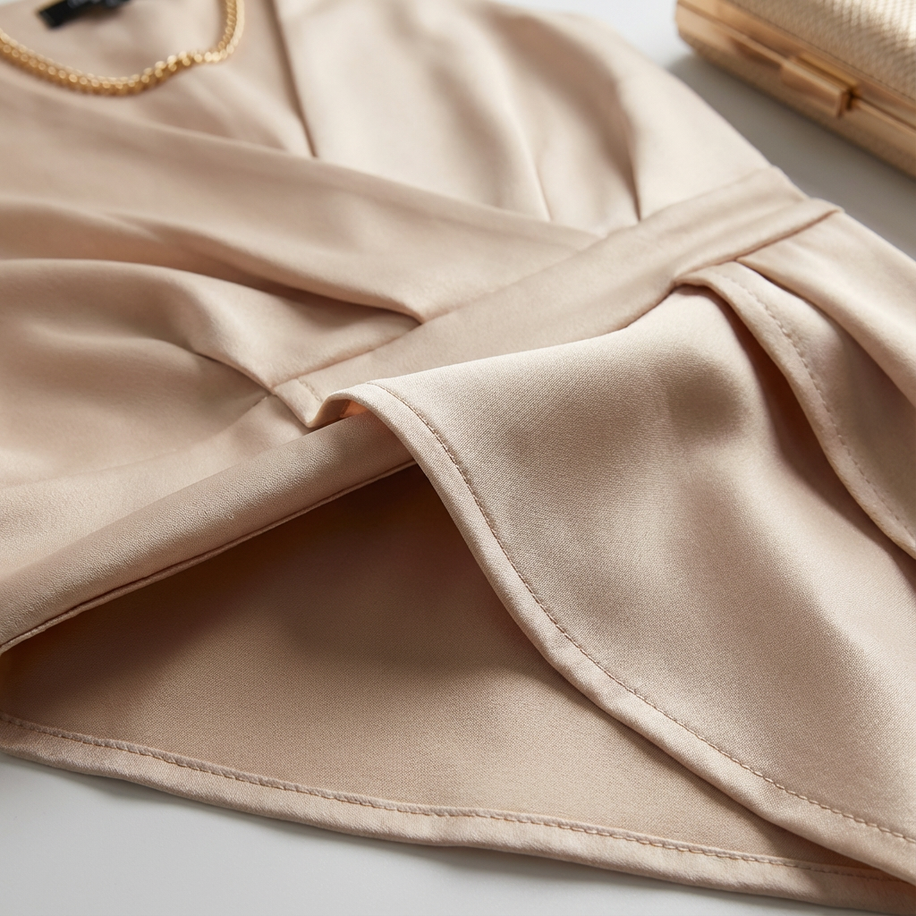 Dianna | Women's Beige Asymmetrical Midi V-Neck Dress