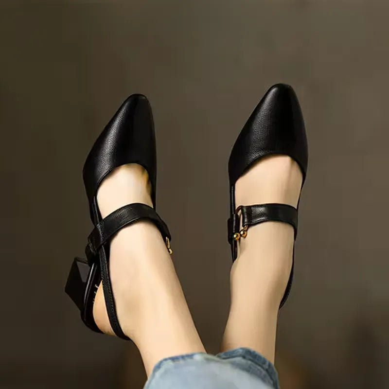 Women's Orthopedic Block Heel Shoes With Slingback Strap
