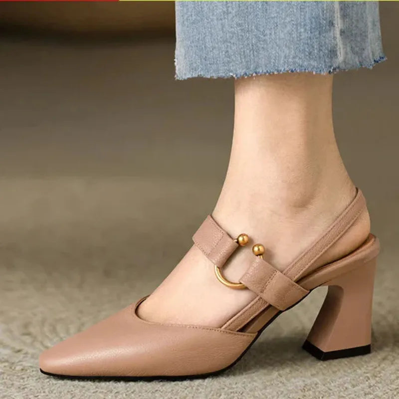 Women's Orthopedic Block Heel Shoes With Slingback Strap