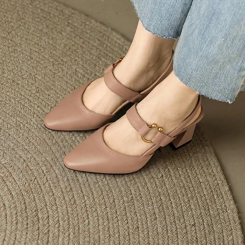 Women's Orthopedic Block Heel Shoes With Slingback Strap