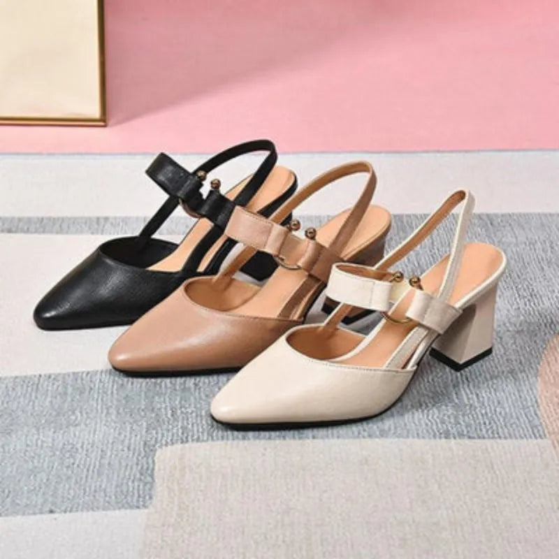 Women's Orthopedic Block Heel Shoes With Slingback Strap