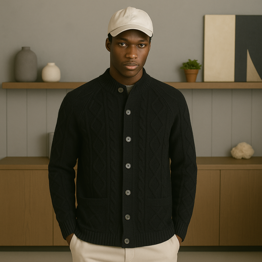 Elegant Cashmere Cable Knit Vest for Men – Soft and Warm Sweater Vest with Classic Design, Straight Cut and Button Closure