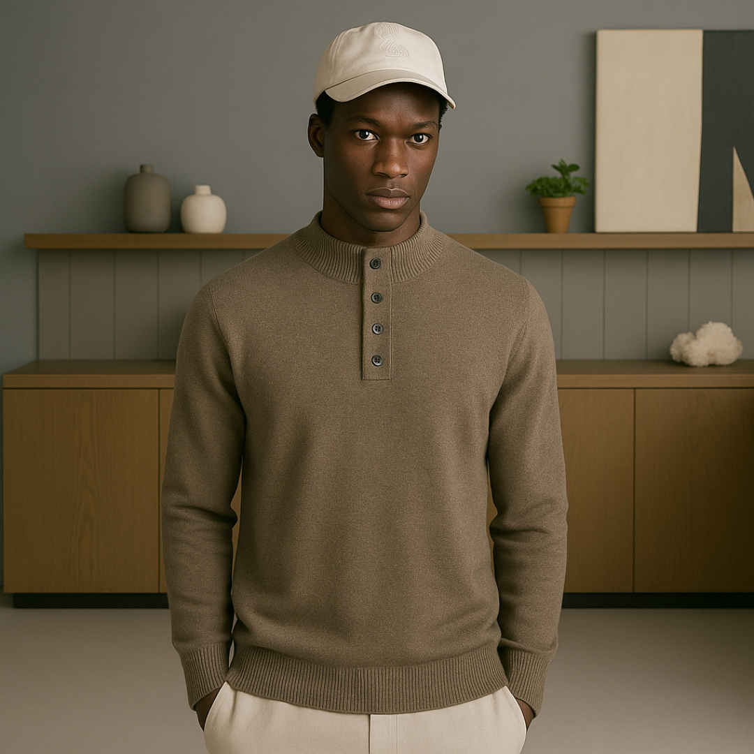 Elegant Cashmere Sweater for Men – Turtleneck Popover Design, Luxurious Softness, Perfect for Autumn/Winter