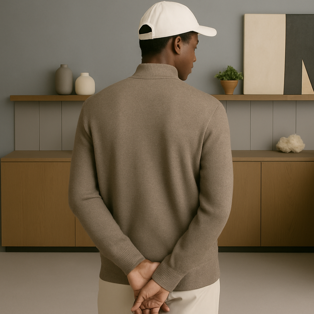 Elegant Cashmere Sweater for Men – Turtleneck Popover Design, Luxurious Softness, Perfect for Autumn/Winter