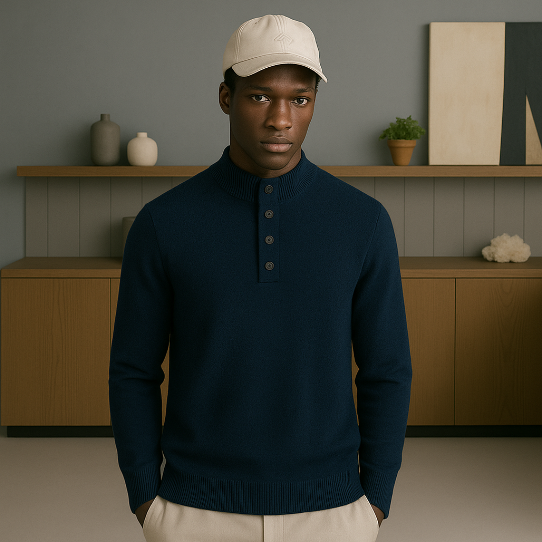 Elegant Cashmere Sweater for Men – Turtleneck Popover Design, Luxurious Softness, Perfect for Autumn/Winter