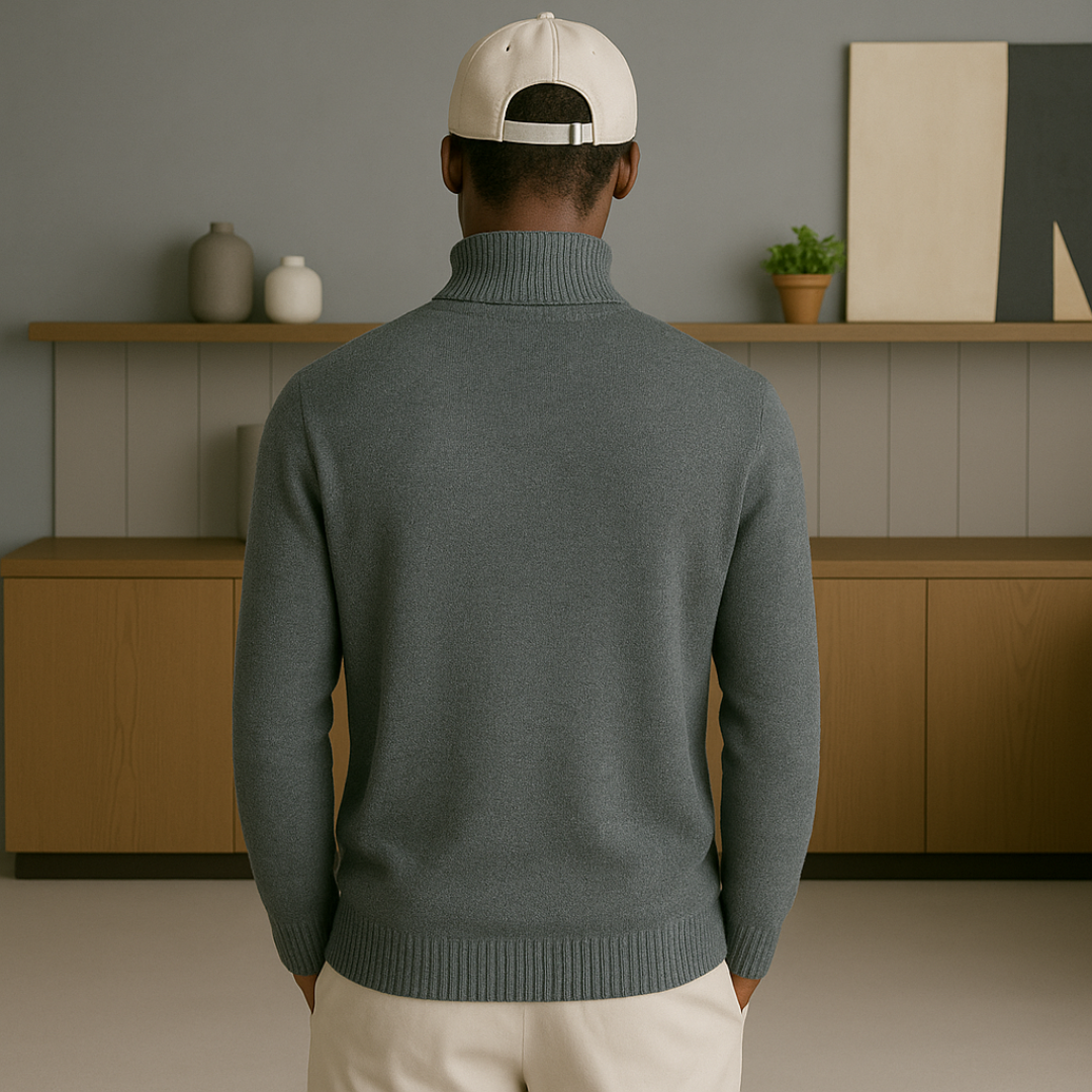 Elegant Cashmere Turtleneck Sweater for Men – Cable Knit Design, Luxurious Warmth and Timeless Style