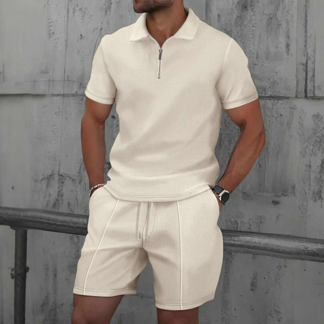 MEN'S LIGHTWEIGHT COTTON POLO SHIRT AND SHORTS SET