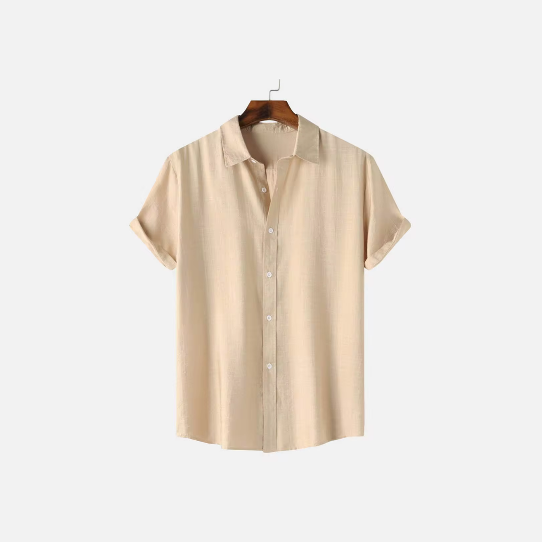 MEN'S LINEN SHORT SLEEVE SHIRT WITH BUTTON FRONT