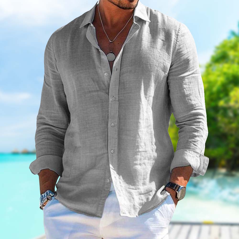 MEN'S LINEN BLEND LONG SLEEVE SHIRT