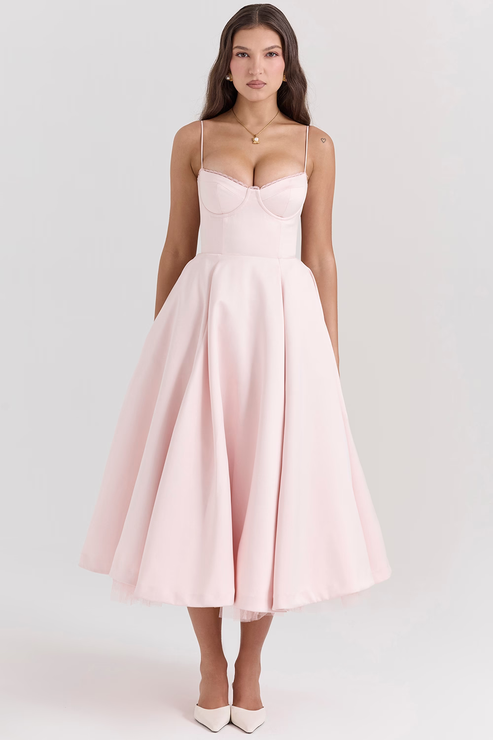 WOMEN'S VINTAGE MIDI DRESS WITH CORSET BODICE