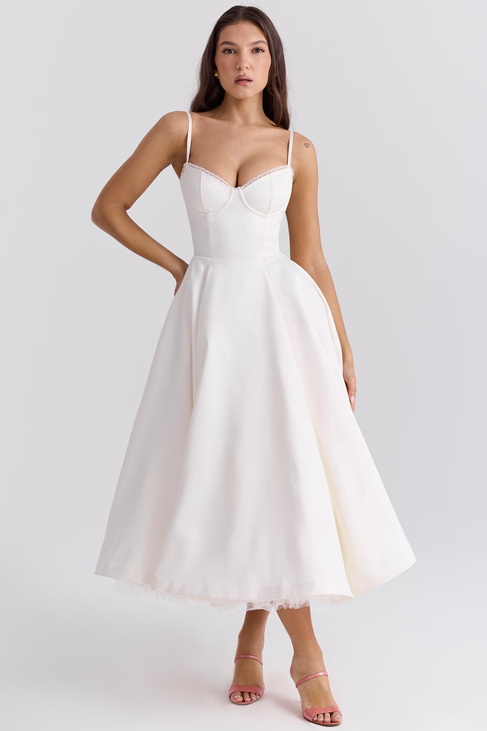 WOMEN'S VINTAGE MIDI DRESS WITH CORSET BODICE