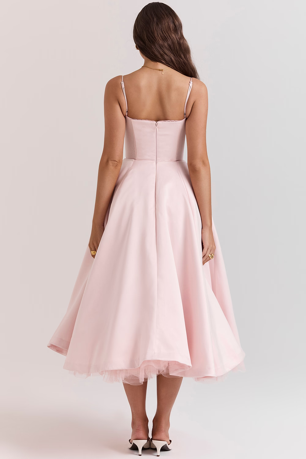 WOMEN'S VINTAGE MIDI DRESS WITH CORSET BODICE