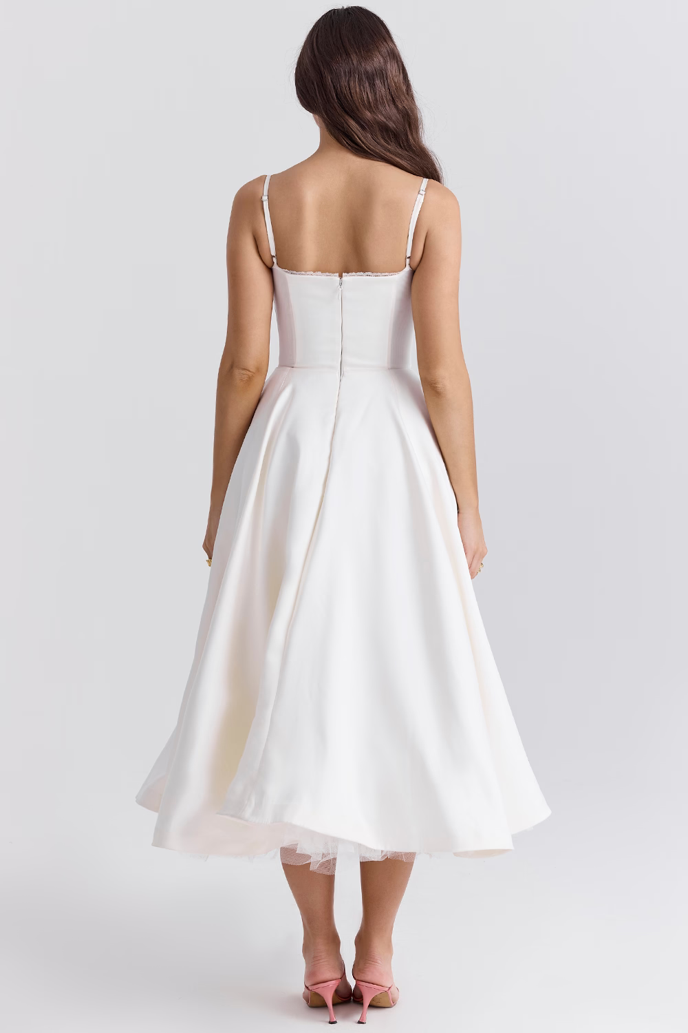 WOMEN'S VINTAGE MIDI DRESS WITH CORSET BODICE