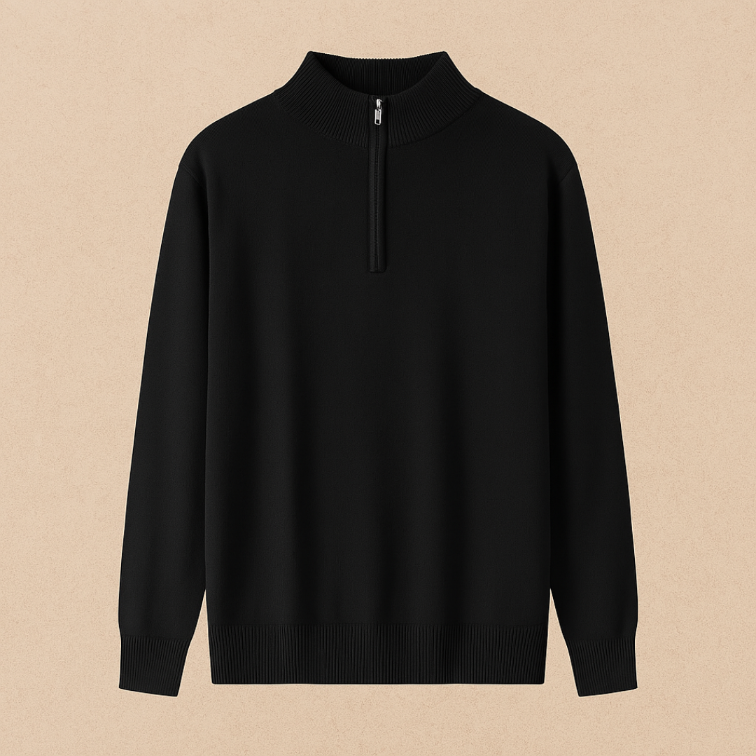 Elegant Wool Quarter-Zip Sweater for Men
