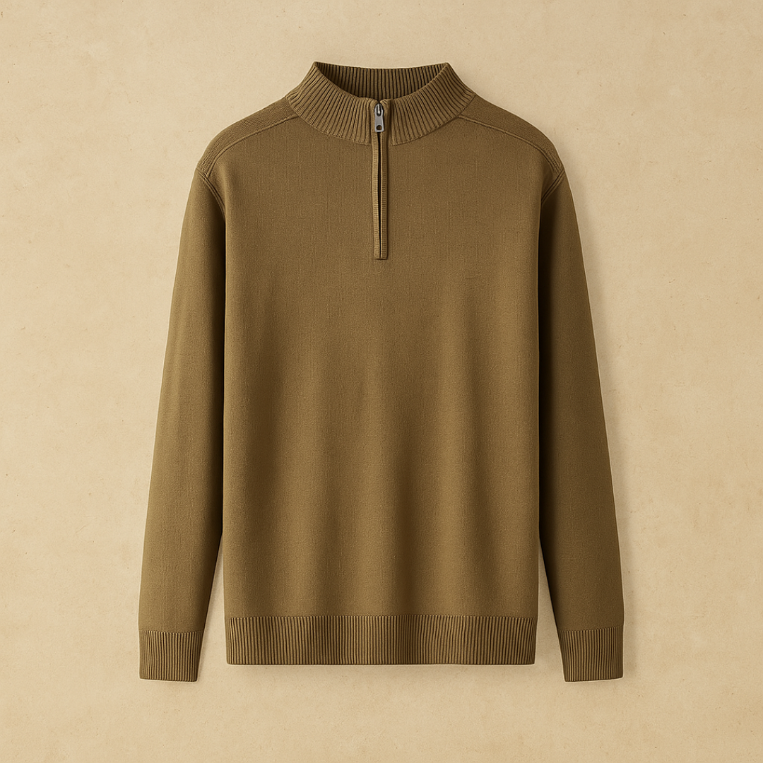 Elegant Wool Quarter-Zip Sweater for Men