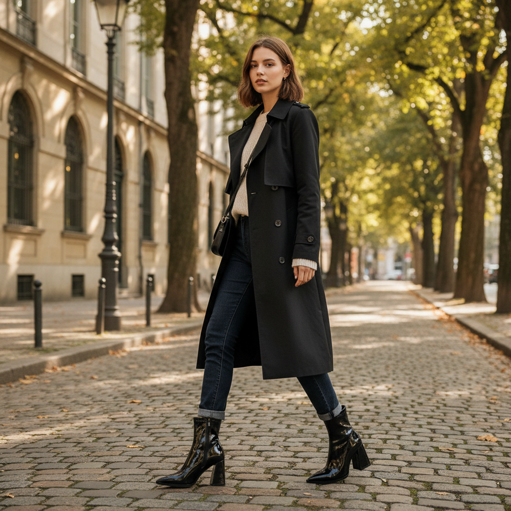 Florence | Women's Heeled Ankle Boots With High-Shine Finish And Block Heel | Sleek