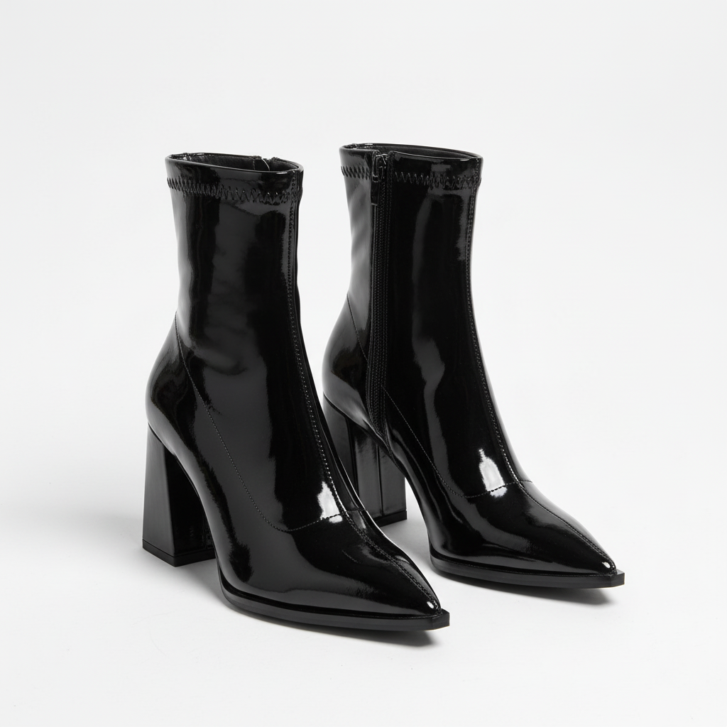 Florence | Women's Heeled Ankle Boots With High-Shine Finish And Block Heel | Sleek