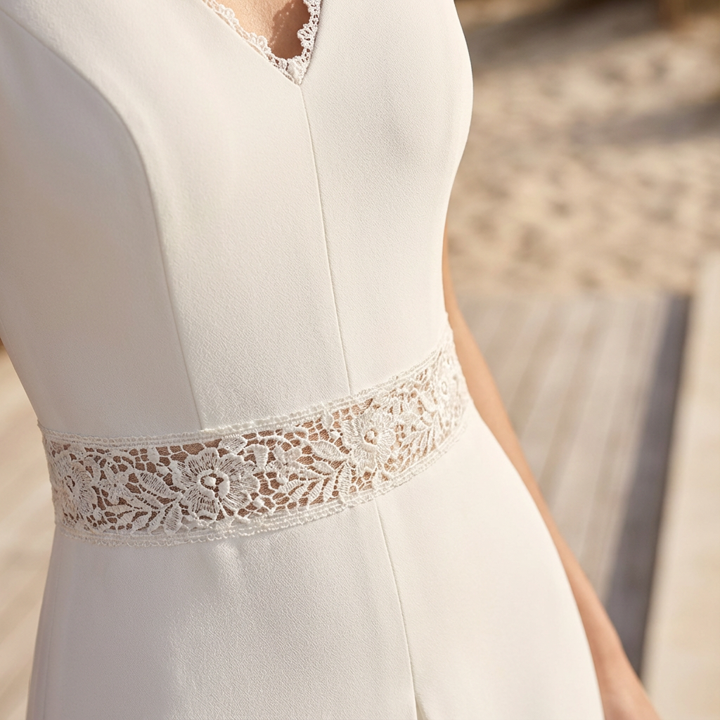 Florence | Women's White Jumpsuit With V-Neck And Wide-Leg Trousers | Classic