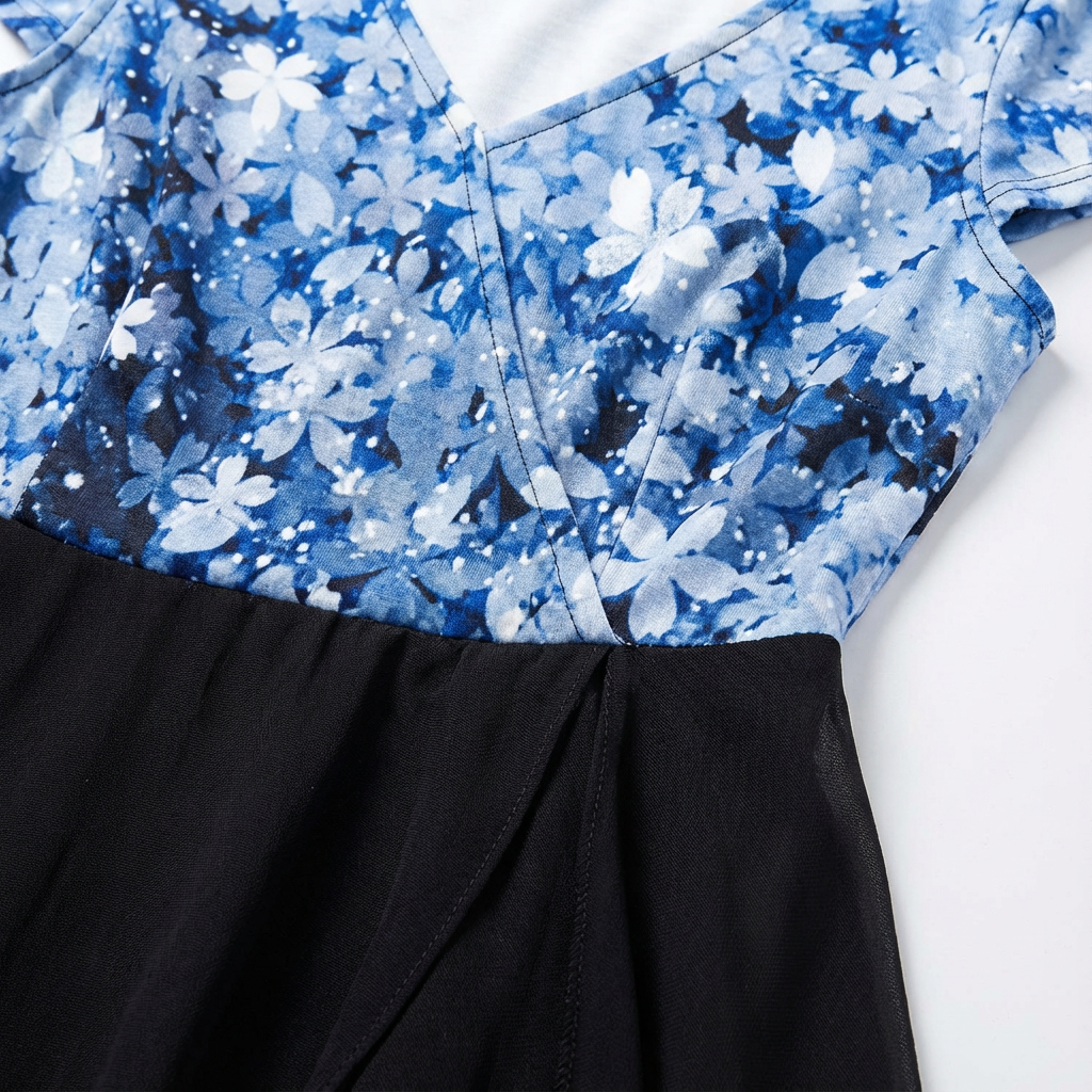 Florence | Women's Midi Dress With V-Neckline And Floral Bodice | Elegant