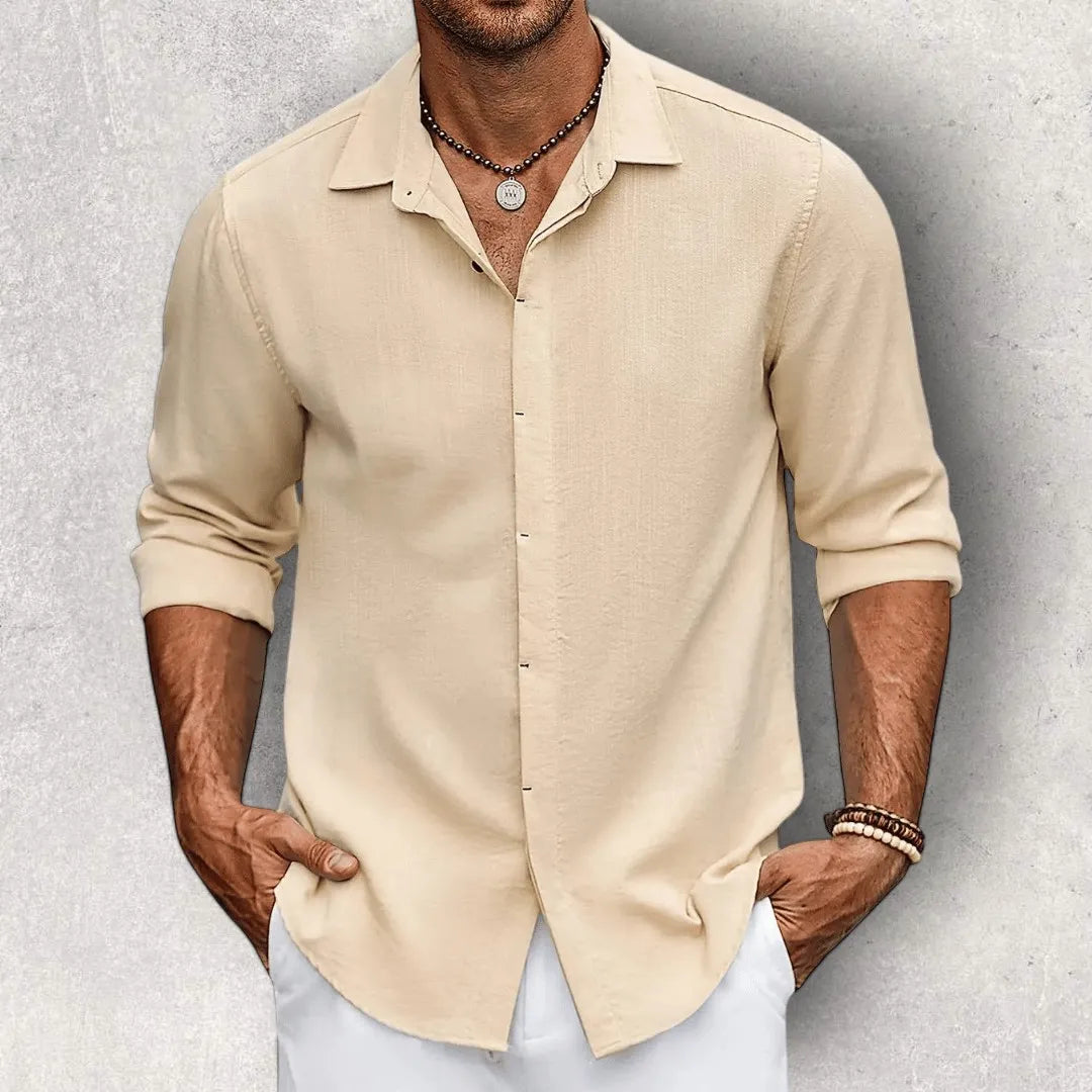 Men's Cotton-linen Casual Shirt With Long Sleeves