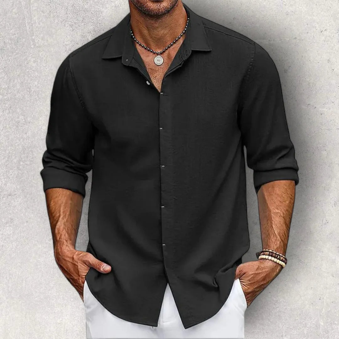 Men's Cotton-linen Casual Shirt With Long Sleeves