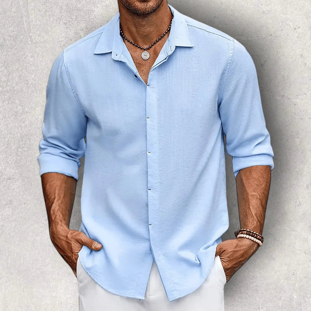 Men's Cotton-linen Casual Shirt With Long Sleeves