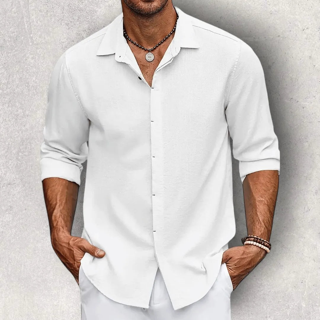 Men's Cotton-linen Casual Shirt With Long Sleeves