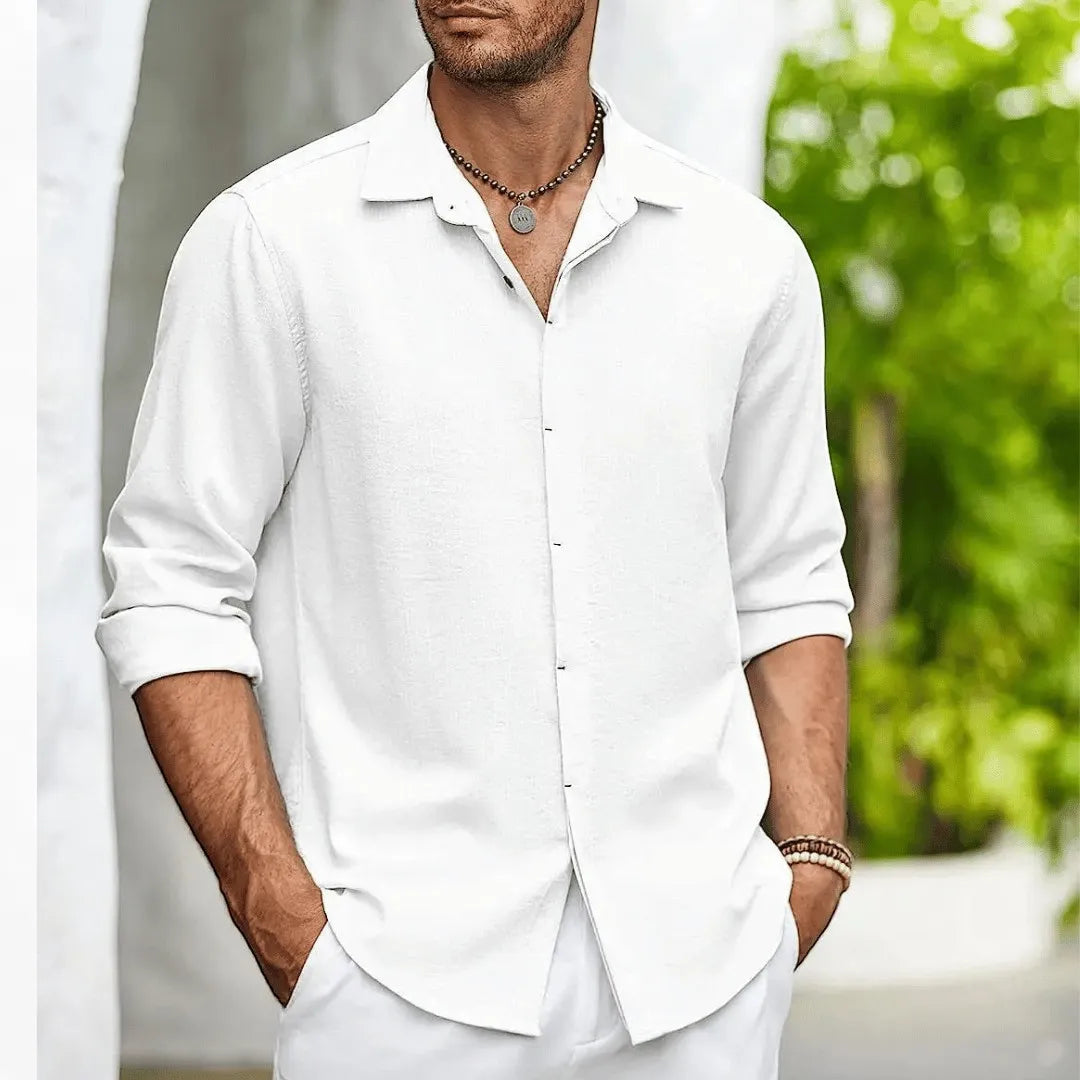 Men's Cotton-linen Casual Shirt With Long Sleeves
