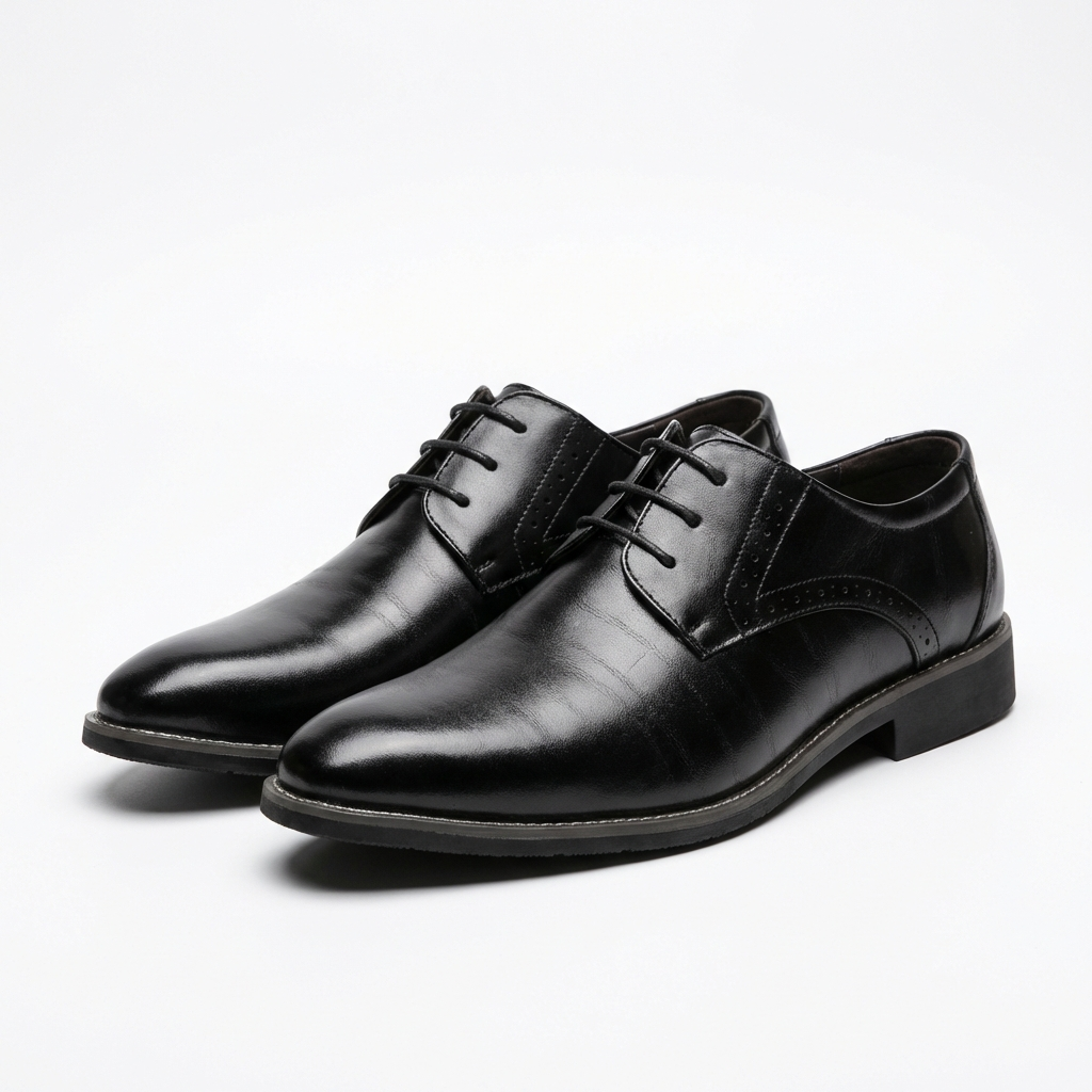 George | Men's Derby Shoes With Glossy Finish And Plain Toe Design | Sleek