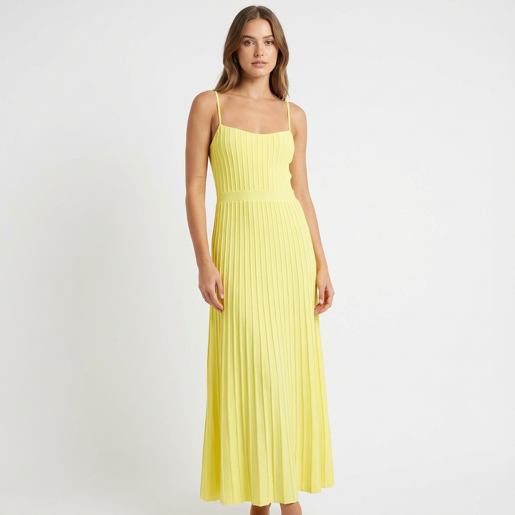 George | Women's Maxi Dress With Yellow Tone And Square Neckline | Vibrant