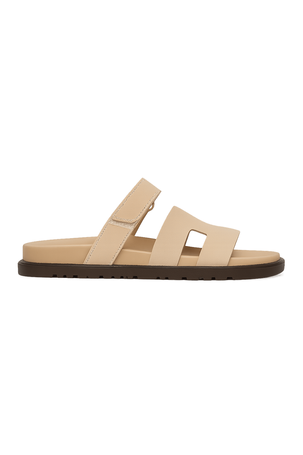 Women's Gladiator Faux Suede Flat Slider Sandals With Velcro Strap