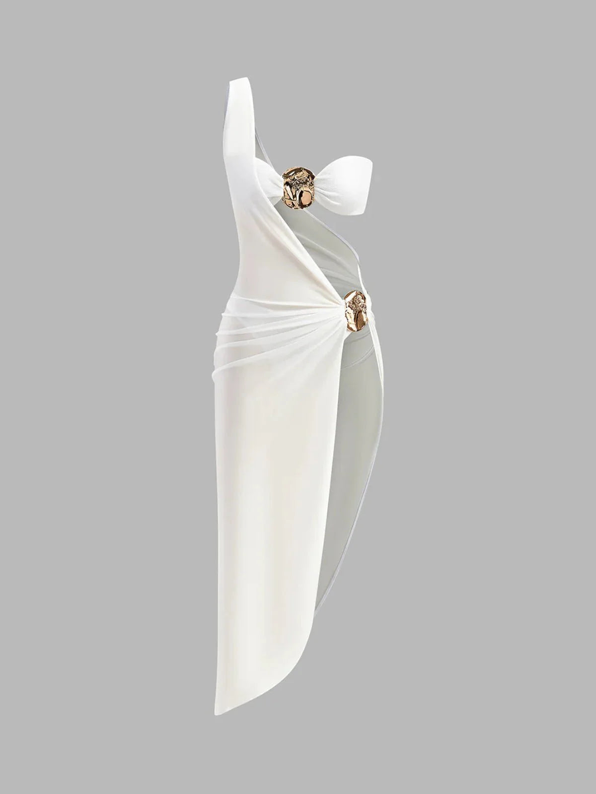 Women's Gold Detail Three-piece Bikini Set With Cover-up