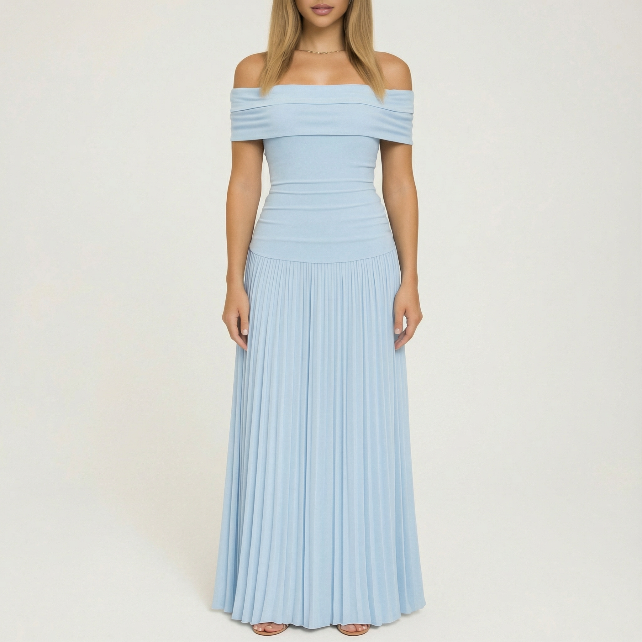 Grace | Women's Maxi Dress With Off-Shoulder Neckline And Pleated Skirt | Elegant