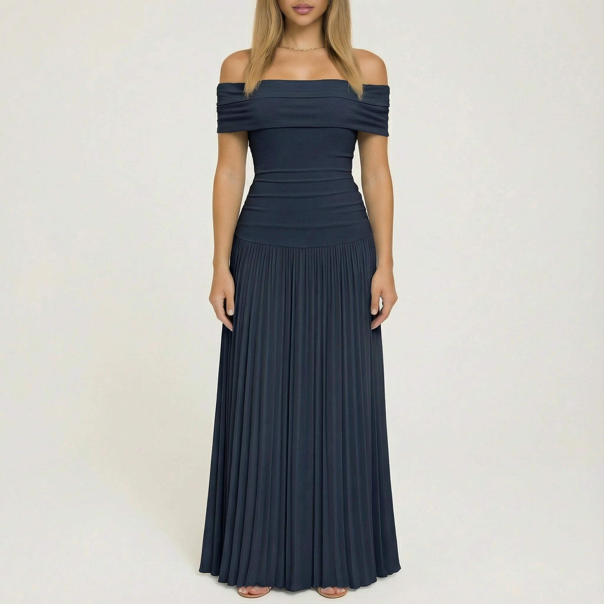 Grace | Women's Maxi Dress With Off-Shoulder Neckline And Pleated Skirt | Elegant