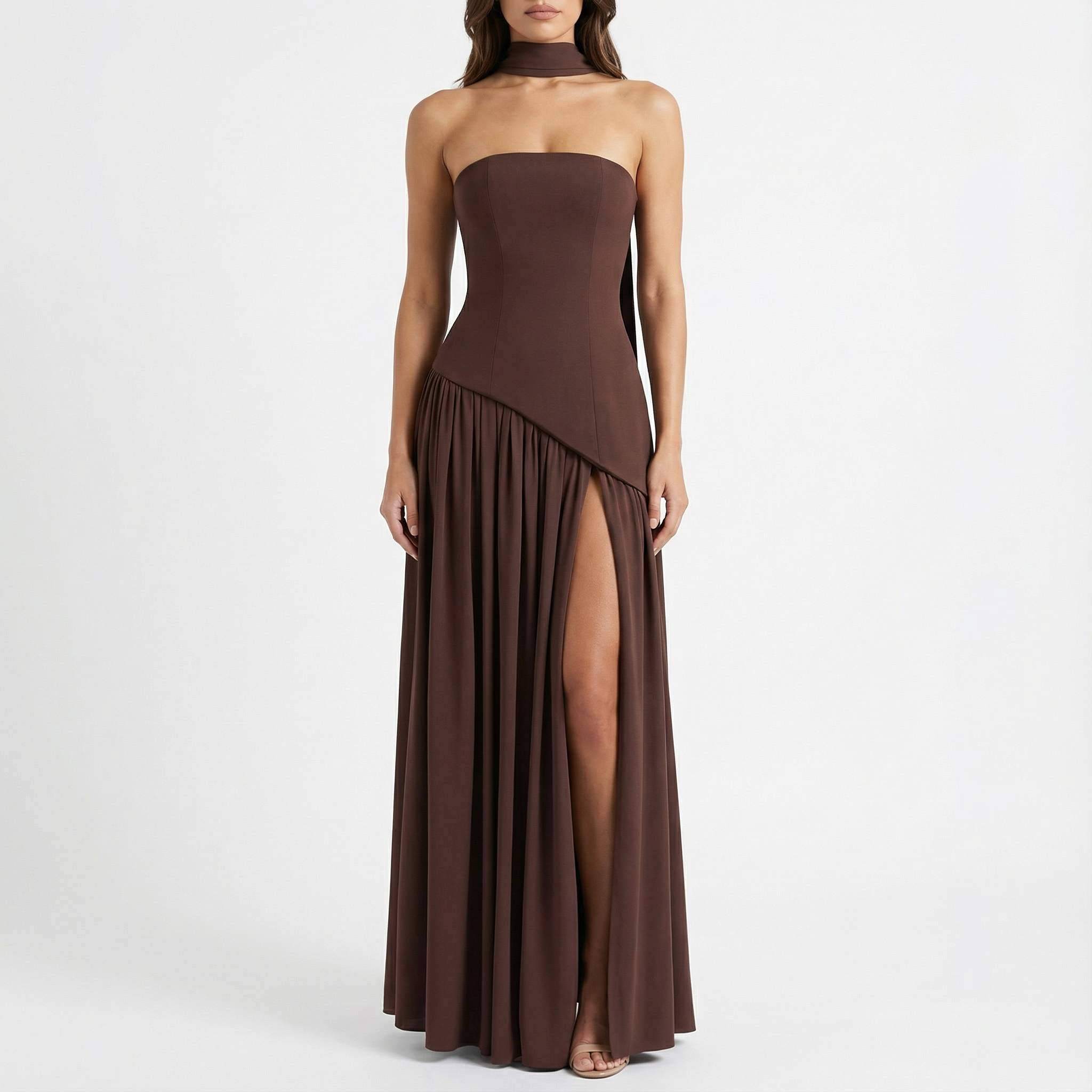 Grace | Women's Maxi Dress With Strapless Design And Choker Detail | Glamorous