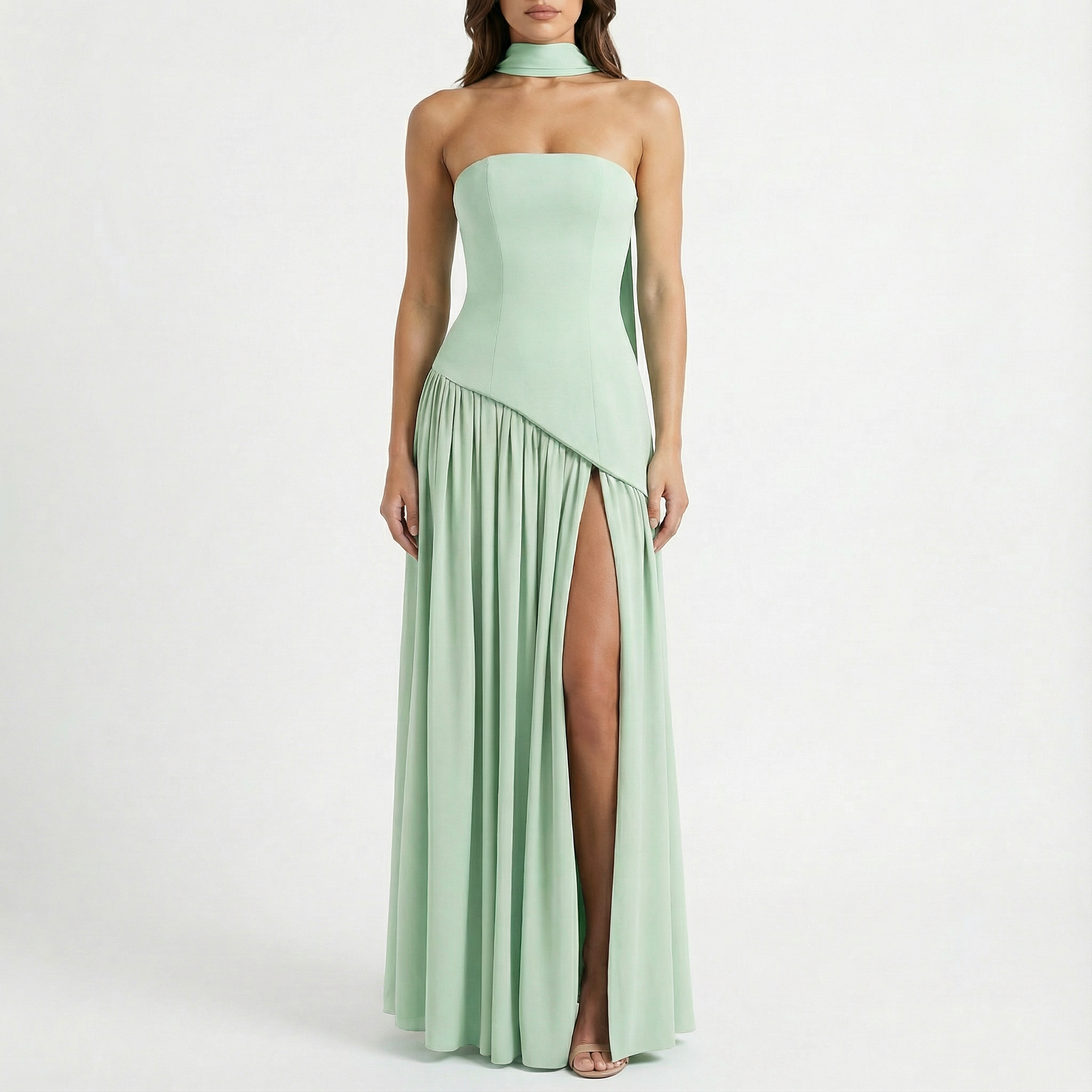 Grace | Women's Maxi Dress With Strapless Design And Choker Detail | Glamorous